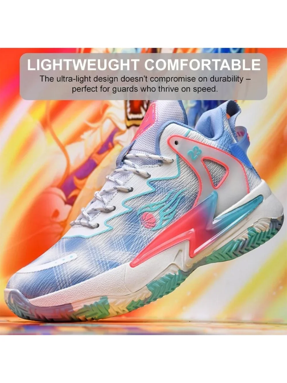 Women's Blue Breathable Non Slip Running Sneakers Comfortable Basketball Shoes